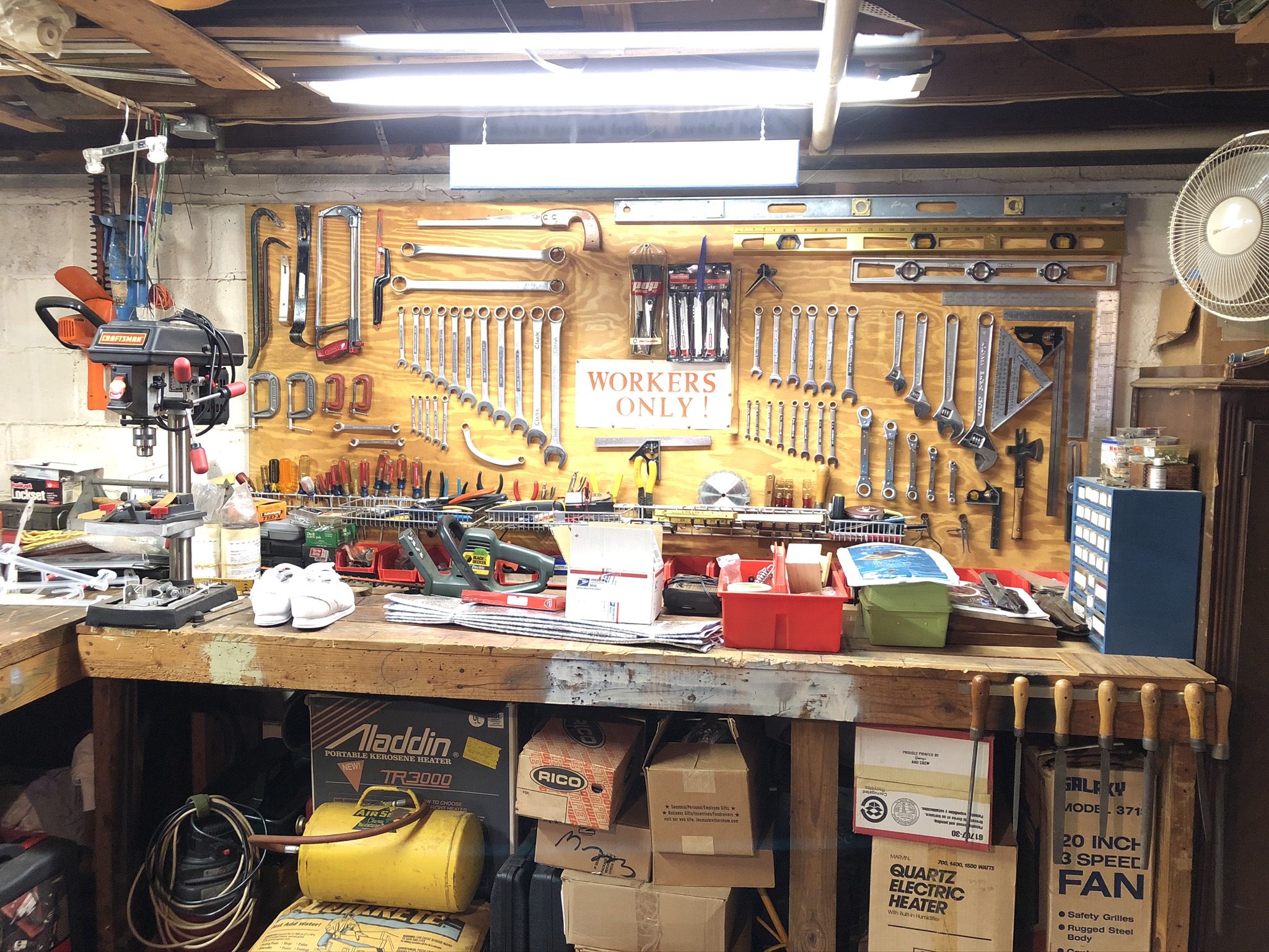 My Grandfathers Workbench, tools within reach
